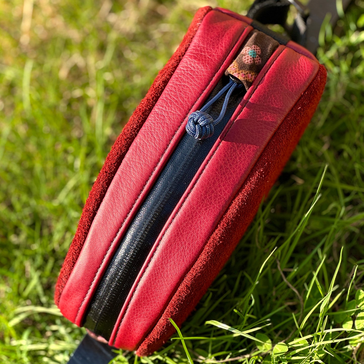 Red Suede Leather - Top Tube Bag