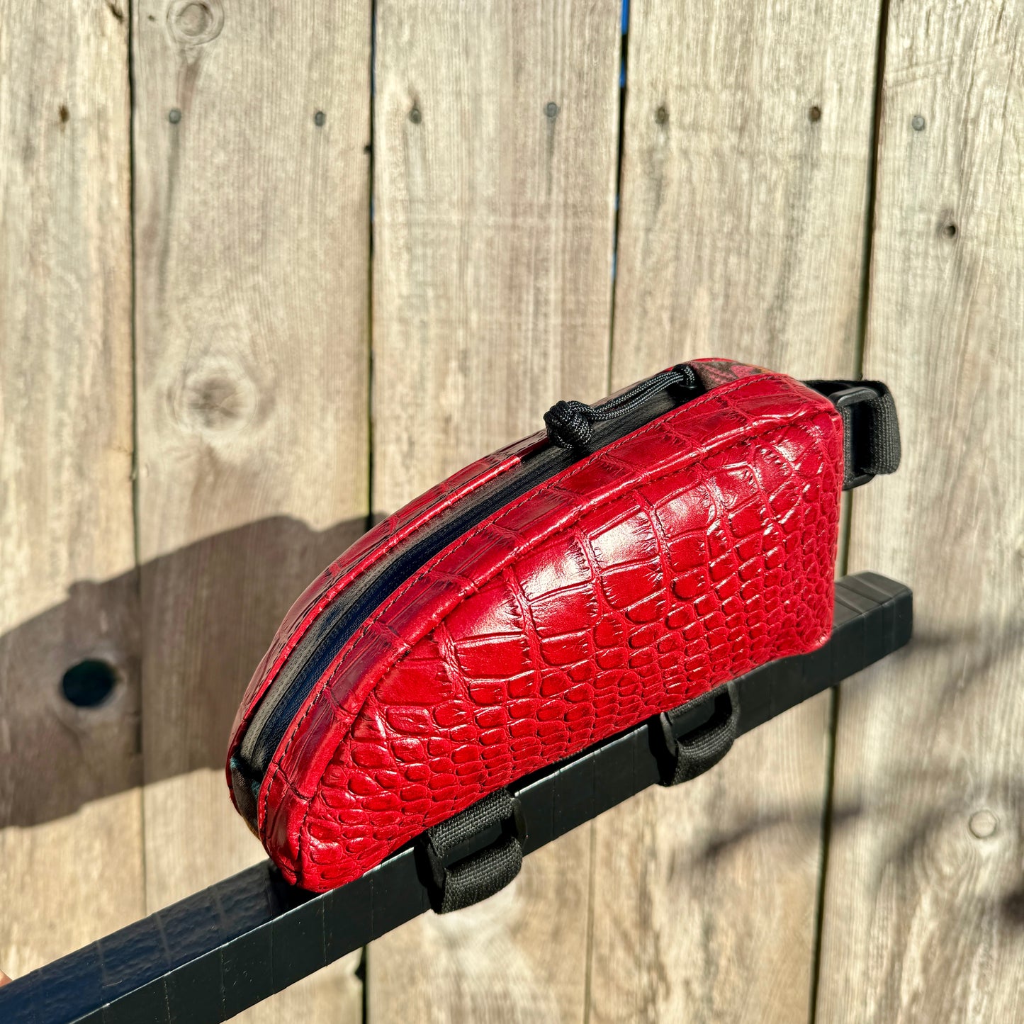 Red Crocodile Embossed Leather - Top Tube Bag