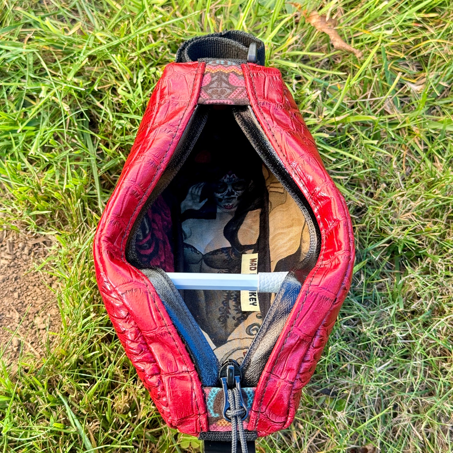 Red Crocodile Embossed Leather - Top Tube Bag