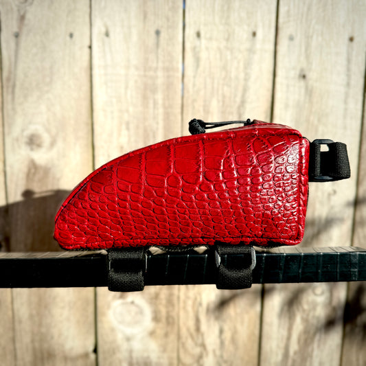 Red Crocodile Embossed Leather - Top Tube Bag